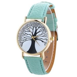 Faux Leather Tree Of Life Analog Watch